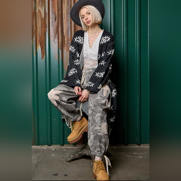 #968 POL Evil Eye Pattern Cardigan - Picture 11 of 14